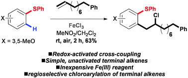 Graphical abstract: Iron-mediated C–H coupling of arenes and unactivated terminal alkenes directed by sulfur