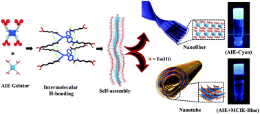 Graphical abstract: High aspect ratio, processable coordination polymer gel nanotubes based on an AIE-active LMWG with tunable emission