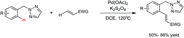 Graphical abstract: Palladium-catalyzed ortho-C–H alkenylation of 2-benzyl-1,2,3-triazoles