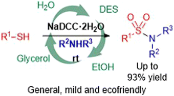 Graphical abstract: Sustainable synthesis of sulfonamides via oxidative chlorination in alternative solvents: a general, mild, and eco-friendly strategy