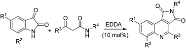 Graphical abstract: Efficient one-step synthesis of pyrrolo[3,4-c]quinoline-1,3-dione derivatives by organocatalytic cascade reactions of isatins and β-ketoamides