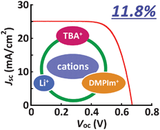 Graphical abstract: Effects of cation composition in the electrolyte on the efficiency improvement of black dye-based dye-sensitized solar cells
