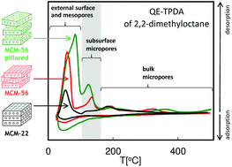 Graphical abstract: Application of quasi-equilibrated thermodesorption of linear and di-branched paraffin molecules for detailed porosity characterization of the mono-layered zeolite MCM-56, in comparison with MCM-22 and ZSM-5