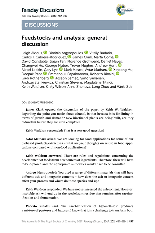 Feedstocks and analysis: general discussion