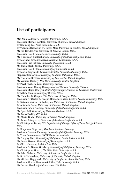 List of participants