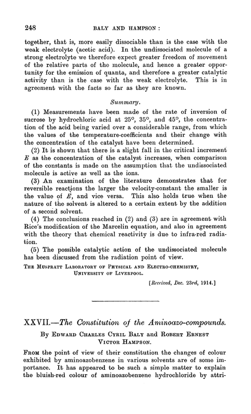 XXVII.—The constitution of the aminoazo-compounds