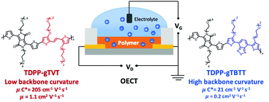 Graphical abstract: The effect of the donor moiety of DPP based polymers on the performance of organic electrochemical transistors