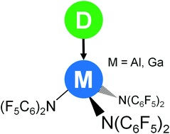 Graphical abstract: Lewis acid–base adducts of Al(N(C6F5)2)3 and Ga(N(C6F5)2)3 – structural features and dissociation enthalpies