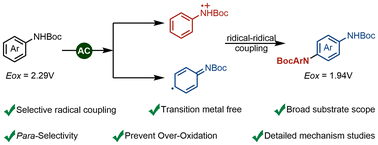 Graphical abstract: Alternating current enabled para-selective C(sp2)–H/N–H cross-coupling of aniline