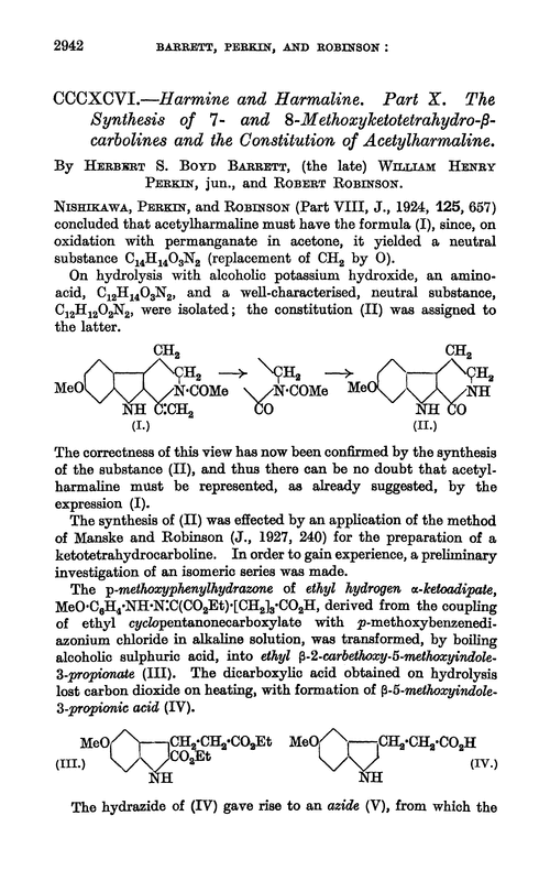 CCCXCVI.—Harmine and harmaline. Part X. The synthesis of 7- and 8-methoxyketotetrahydro-β-carbolines and the constitution of acetylharmaline