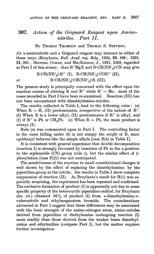 387. Action of the grignard reagent upon aminonitriles. Part II