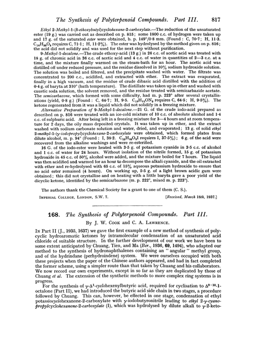 168. The synthesis of polyterpenoid compounds. Part III