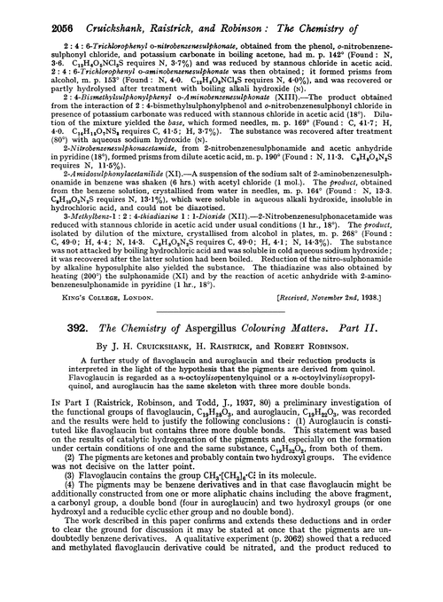 392. The chemistry of Aspergillus colouring matters. Part II