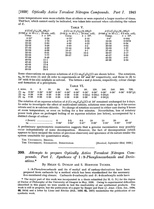 399. Attempts to prepare optically active tervalent nitrogen compounds. Part I. Syntheses of 1 : 9-phenylenecarbazole and derivatives