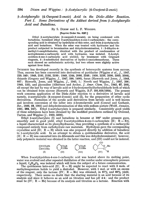 β-Acetylacrylic (4-oxopent-2-enoic) acid in the Diels–Alder reaction. Part I. Some derivatives of the adduct derived from β-acetylacrylic acid and butadiene