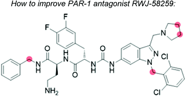 Graphical abstract: Identification of an active metabolite of PAR-1 antagonist RWJ-58259 and synthesis of analogues to enhance its metabolic stability