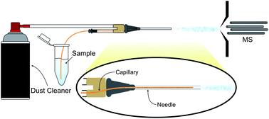 Graphical abstract: Easy dual-mode ambient mass spectrometry with Venturi self-pumping, canned air, disposable parts and voltage-free sonic-spray ionization