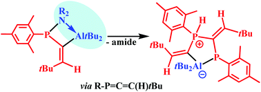 Graphical abstract: Hydroalumination of alkynyl-aminophosphines as a promising tool for the synthesis of unusual phosphines: P–N bond activation, a transient phosphaallene, a zwitterionic AlP2C2 heterocycle and a masked Al/P-based frustrated Lewis pair