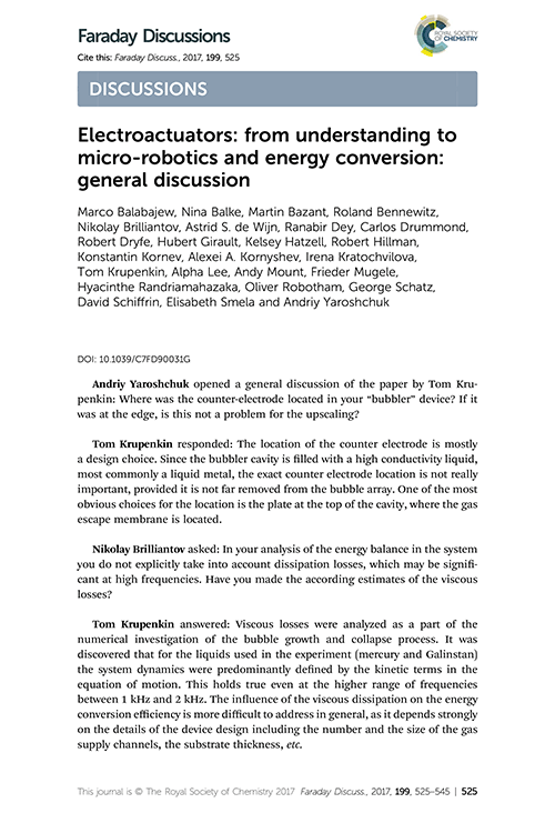 Electroactuators: from understanding to micro-robotics and energy conversion: general discussion