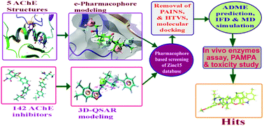 Graphical abstract: Multiple 3D-QSAR modeling, e-pharmacophore, molecular docking, and in vitro study to explore novel AChE inhibitors