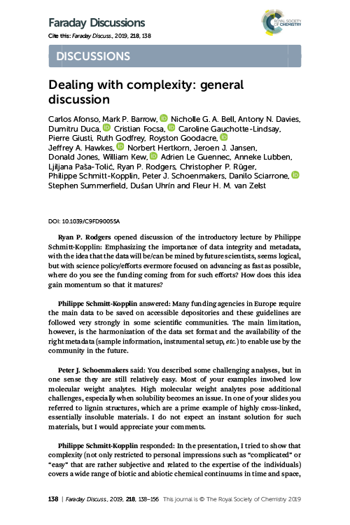 Dealing With Complexity General Discussion Faraday Discussions