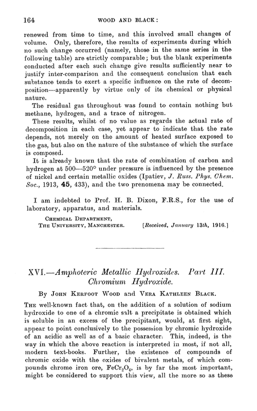 XVI.—Amphoteric metallic hydroxides. Part III. Chromium hydroxide