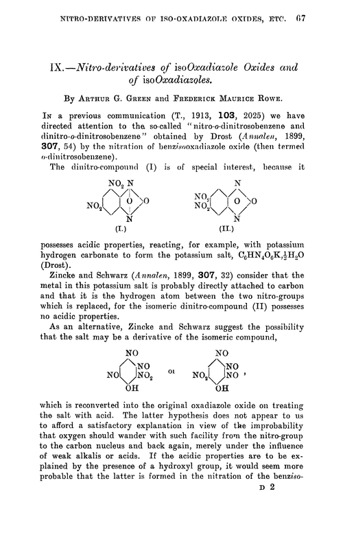 IX.—Nitro-derivatives of isooxadiazole oxides and of isooxadiazoles