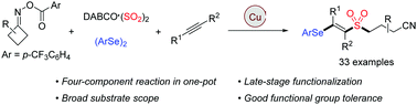 Graphical abstract: Synthesis of β-cyanoalkylsulfonylated vinyl selenides through a four-component reaction