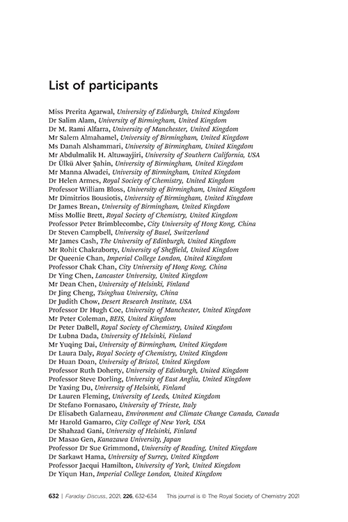 List of participants