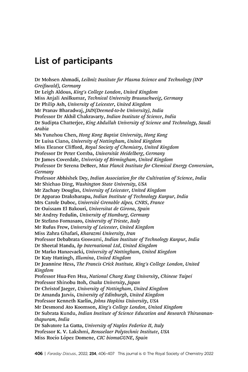 List of participants