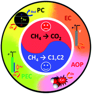 Graphical abstract: Understanding (photo)electrocatalysis for the conversion of methane to valuable chemicals through partial oxidation processes