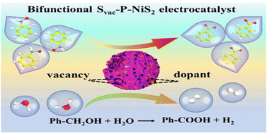 Graphical abstract: Vacancy formation mechanism and synergy with doping in NiS2-based electrocatalysts for benzyl alcohol oxidation and hydrogen evolution
