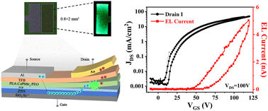 Graphical abstract: Enhanced light-emitting transistors utilizing multi-dimensional CsPbBr3 perovskite films and PVP-modified ZTO semiconductor layers