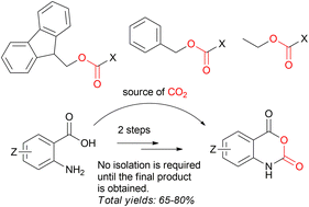 Graphical abstract: Investigation for the easy and efficient synthesis of 1H-benzo[d][1,3]oxazine-2,4-diones