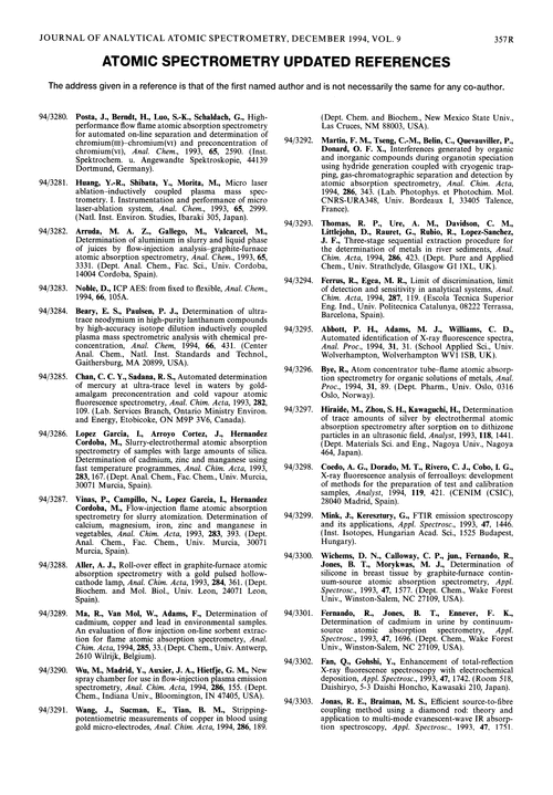 Atomic Spectrometry Updated References