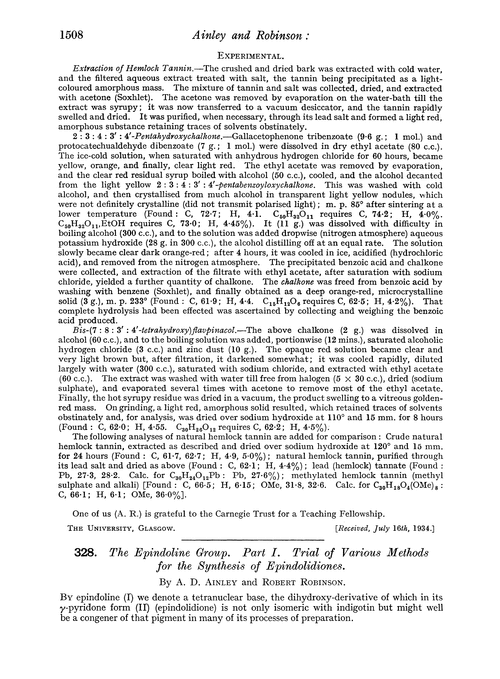 328. The epindoline group. Part I. Trial of various methods for the synthesis of epindolidiones