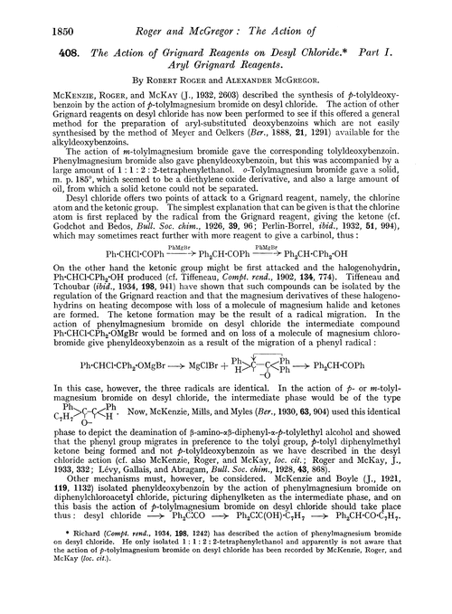 408. The action of grignard reagents on desyl chloride. Part I. Aryl grignard reagents