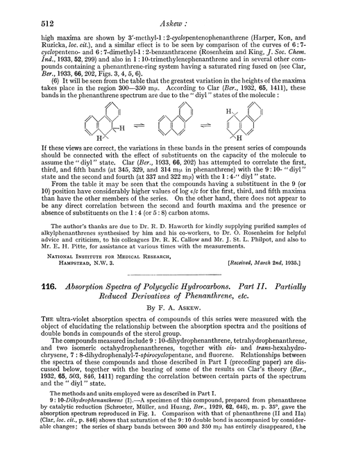 116. Absorption spectra of polycyclic hydrocarbons. Part II. Partially reduced derivatives of phenanthrene, etc.