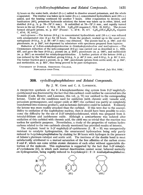 308. cycloHexylnaphthalenes and related compounds