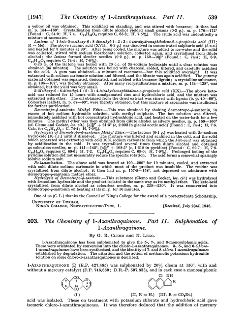 103. The chemistry of 1-azanthraquinone. Part II. Sulphonation of 1-azanthraquinone