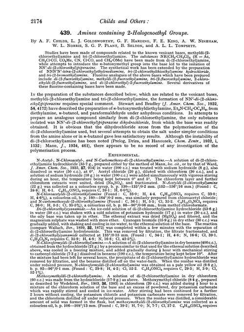 439. Amines containing 2-halogenoethyl groups
