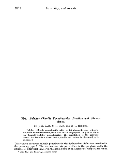 394. Sulphur chloride pentafluoride: reaction with fluoro-olefins