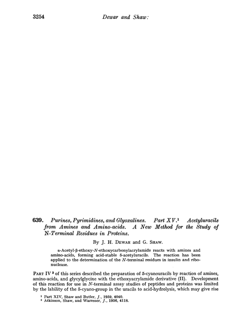 639. Purines, pyrimidines, and glyoxalines. Part XV. Acetyluracils from amines and amino-acids. A new method for the study of N-terminal residues in proteins