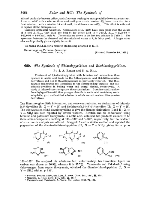 680. The synthesis of thiazolopyridines and bisthiazolopyridines