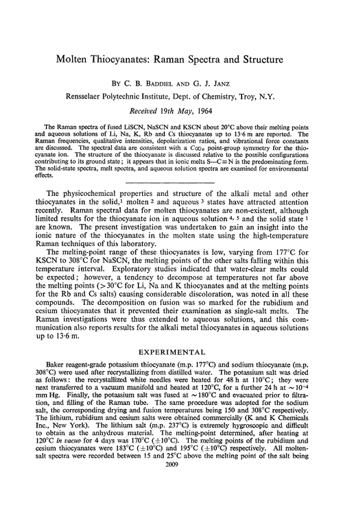 Molten thiocyanates: Raman spectra and structure