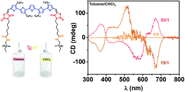 Graphical abstract: Chirality inversion in hydrogen-bonded rhodanine–oligothiophene derivatives by solvent and temperature