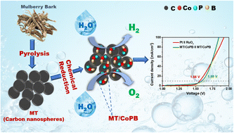 Graphical abstract: Biomass-derived carbon supported cobalt-phospho-boride as a bifunctional electrocatalyst for enhanced alkaline water splitting