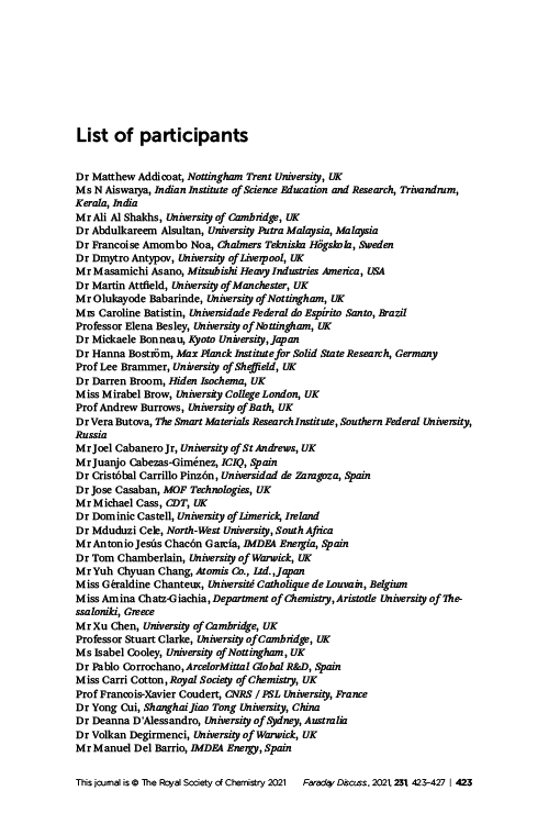 List of participants