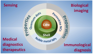 Graphical abstract: Advances in the preparation and biological applications of core@shell nanocrystals based on quantum dots and noble metal