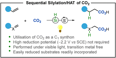 Graphical abstract: Photocatalytic reductive incorporation of carbon dioxide into double bonds